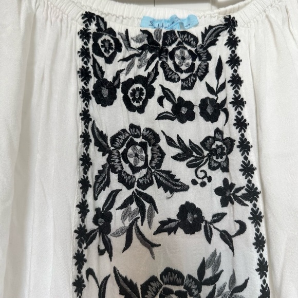 Solitaire Swim White with Black Embroidery Cotton Tunic Cover-Up – Size S - Picture 3 of 7